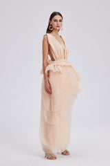 Bosmat Ruch Mesh Mini Dress In Apricot