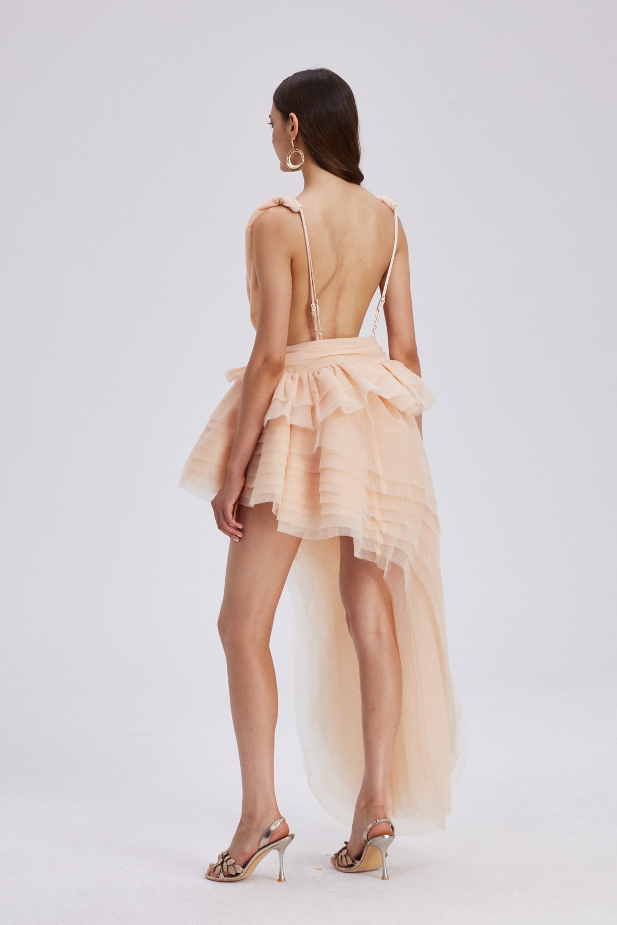 Bosmat Ruch Mesh Mini Dress In Apricot
