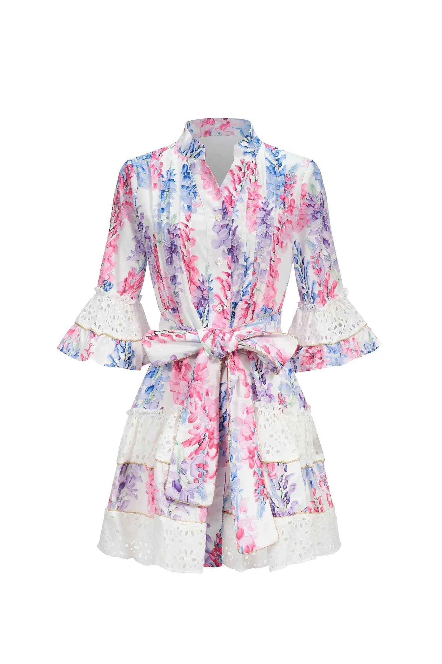 Lace Floral Printed Mini Dress