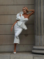One Shoulder Asymmetry Midi Set
