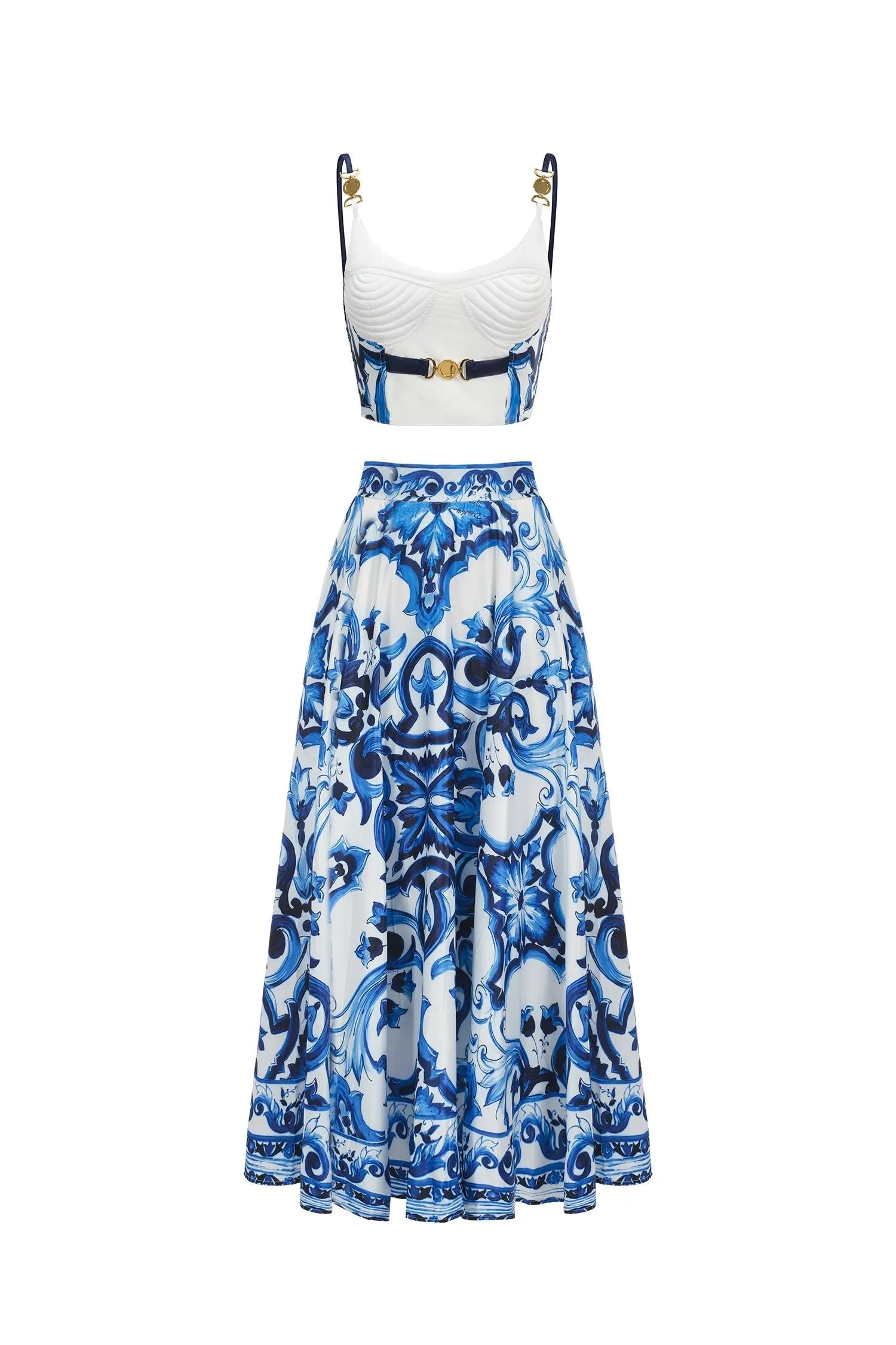 Kaona Halter Floral Printed Top And Skirt Two-Piece Set