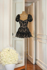 Puff Lace Mini Dress