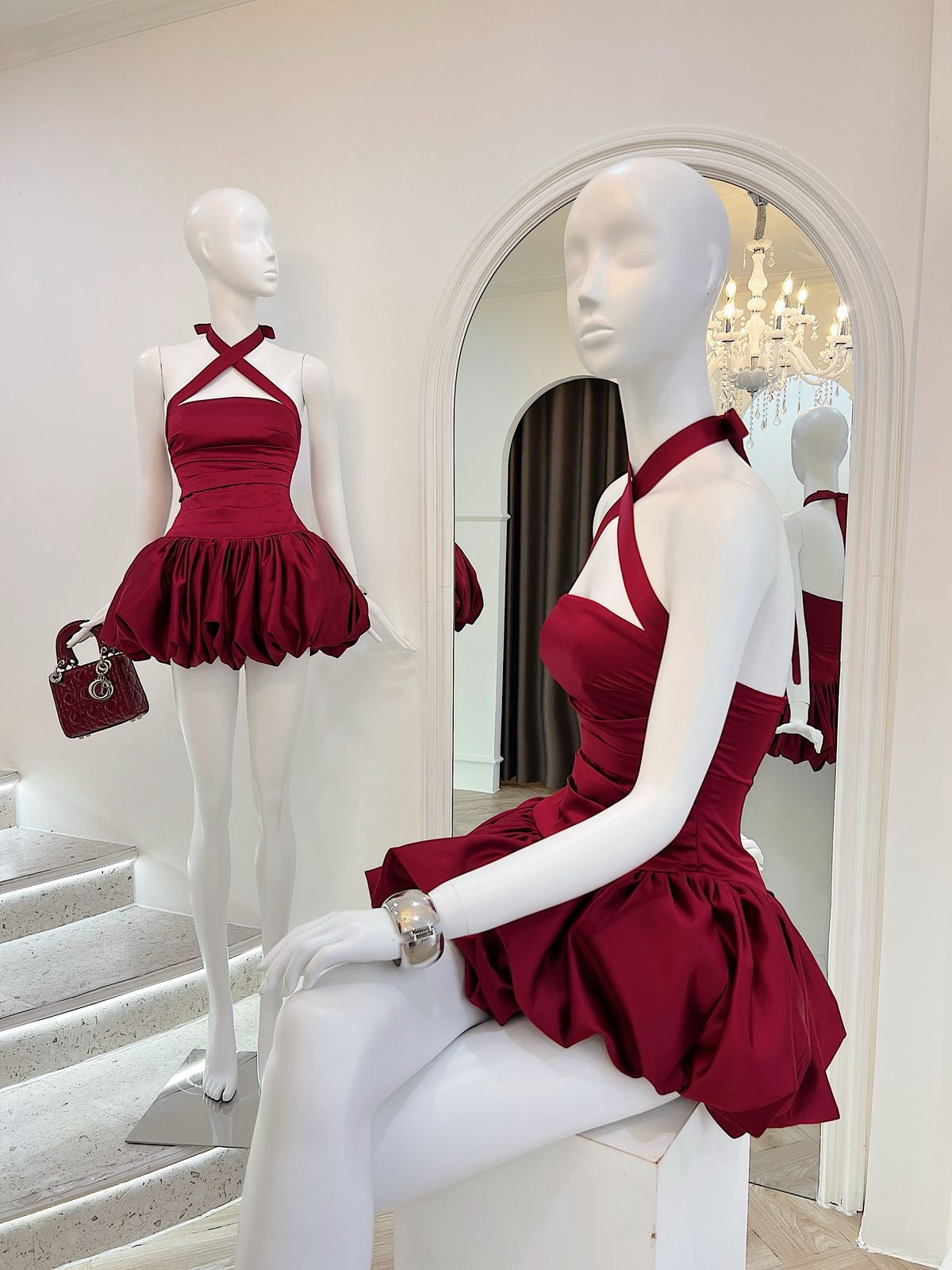 Halter Bubble Mini Dress