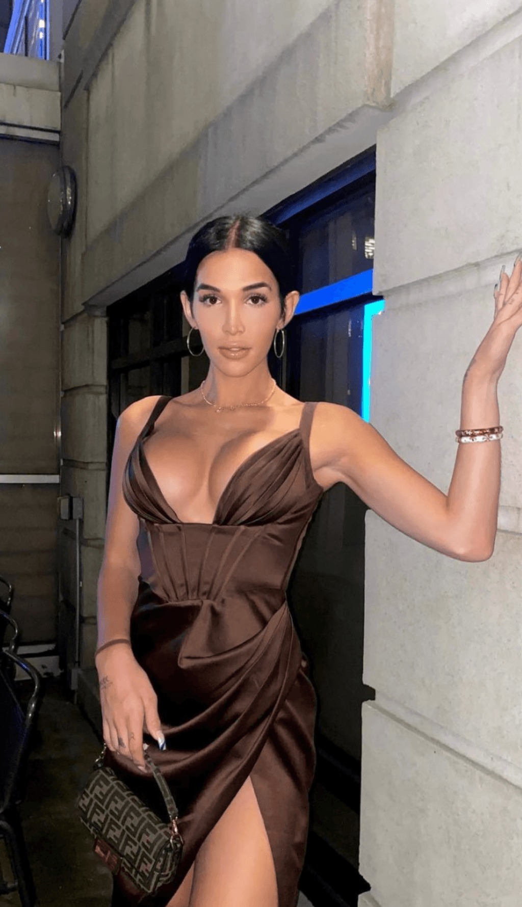 Satin Corset Mini Dress in Chocolate