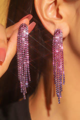 Shiny Rhinestone Long Earrings