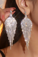 Silver Rhinestone Dangle Earrings