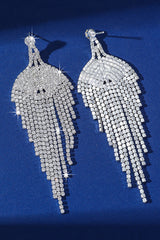 Silver Rhinestone Dangle Earrings