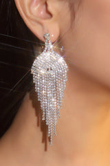 Silver Rhinestone Dangle Earrings