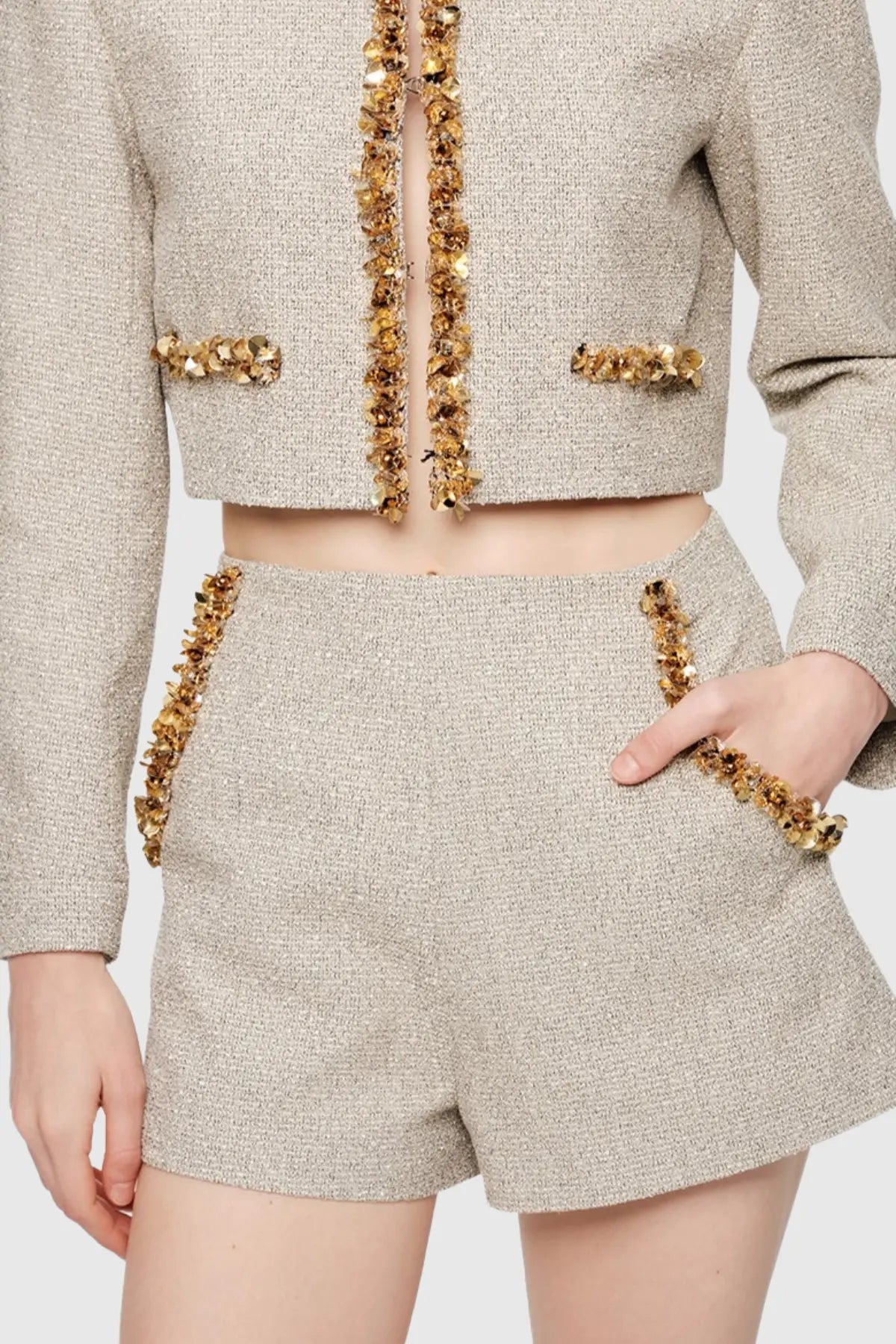 Sequin Jacket in Apricot