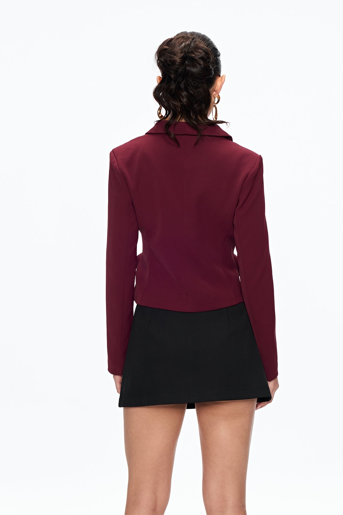 Flower Plunge Blazer in Burgundy