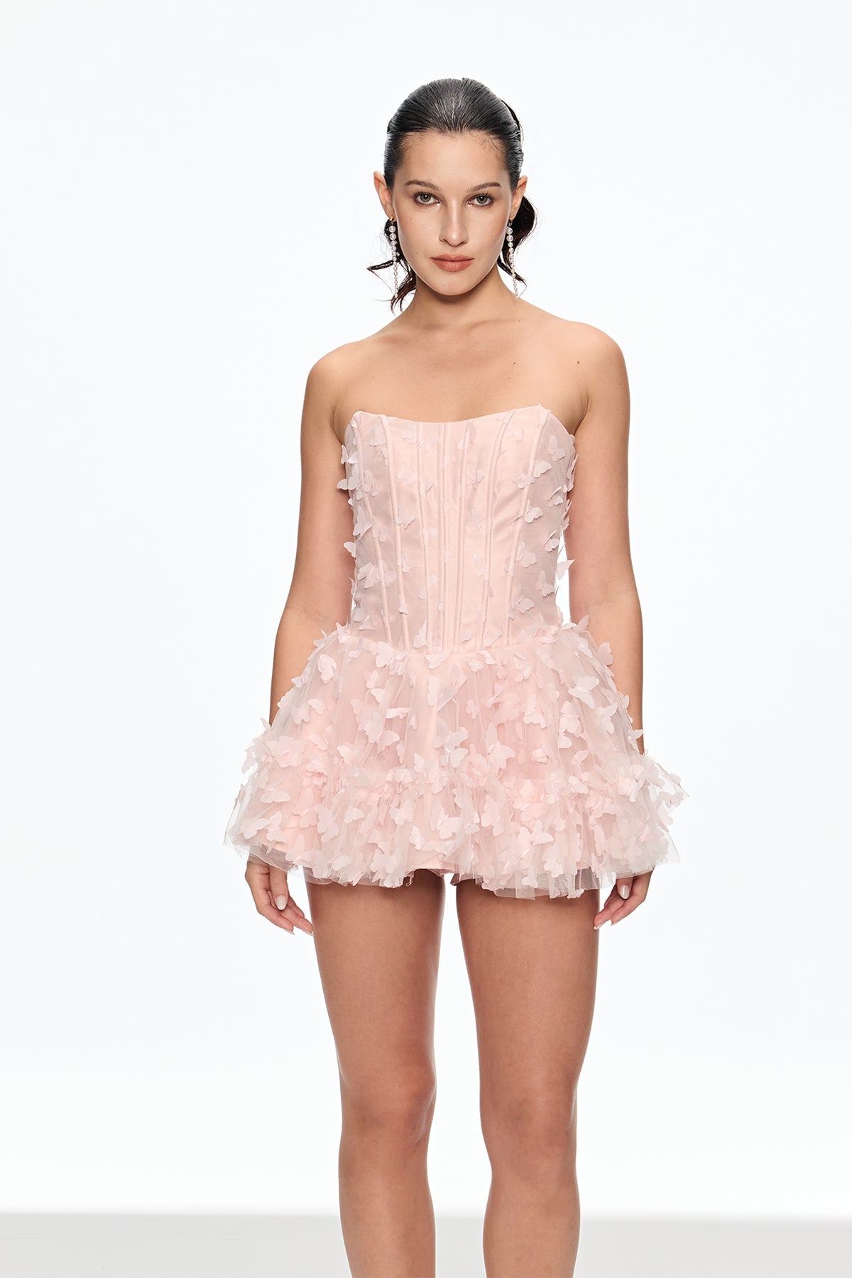 Corset Puffy Mini Dress in Pink