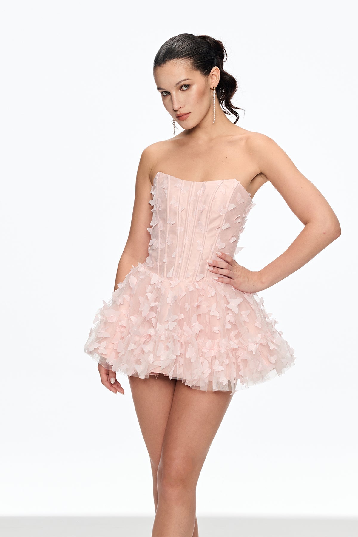 Corset Puffy Mini Dress in Pink