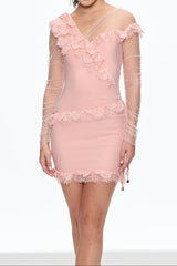 Mesh Ruch Mini Dress