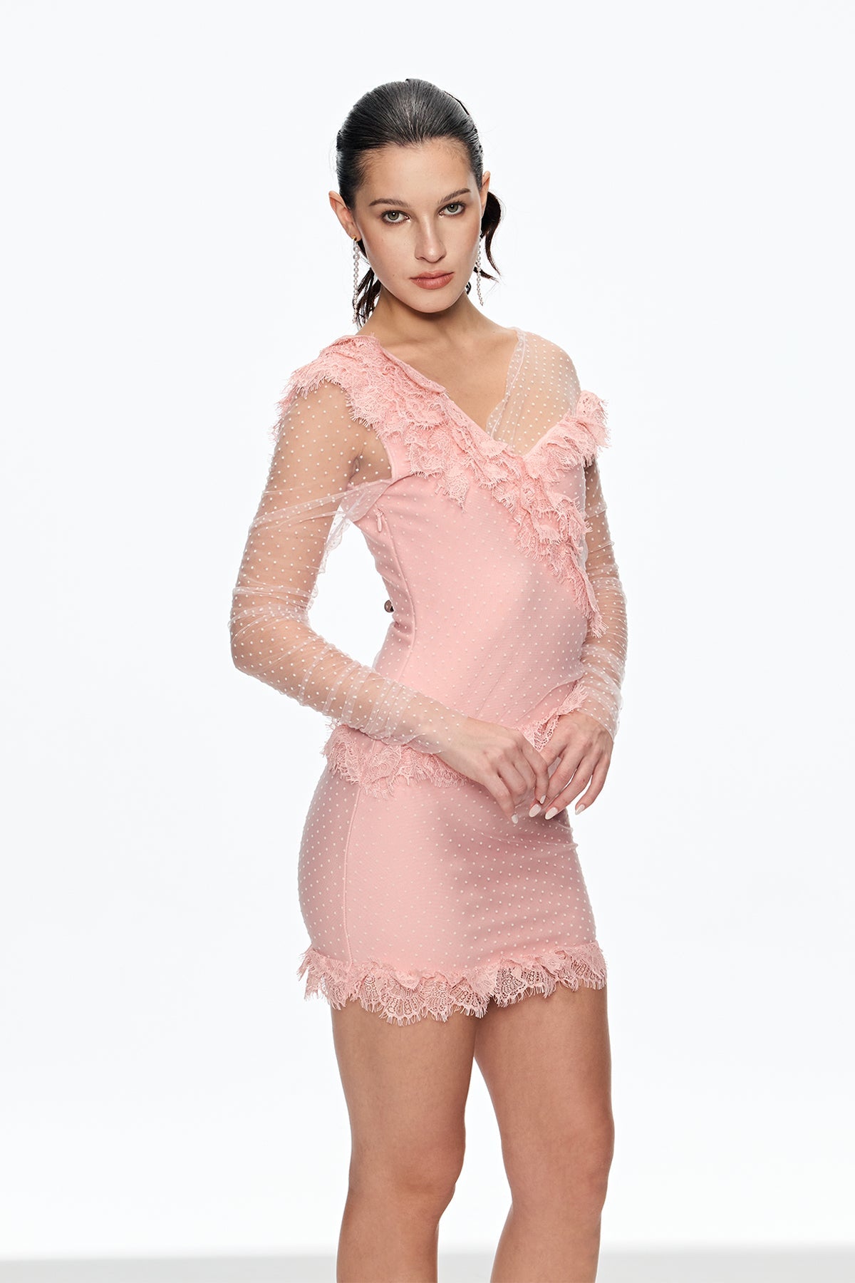 Mesh Ruch Mini Dress