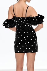 Off Shoulder Mini Dress In Black