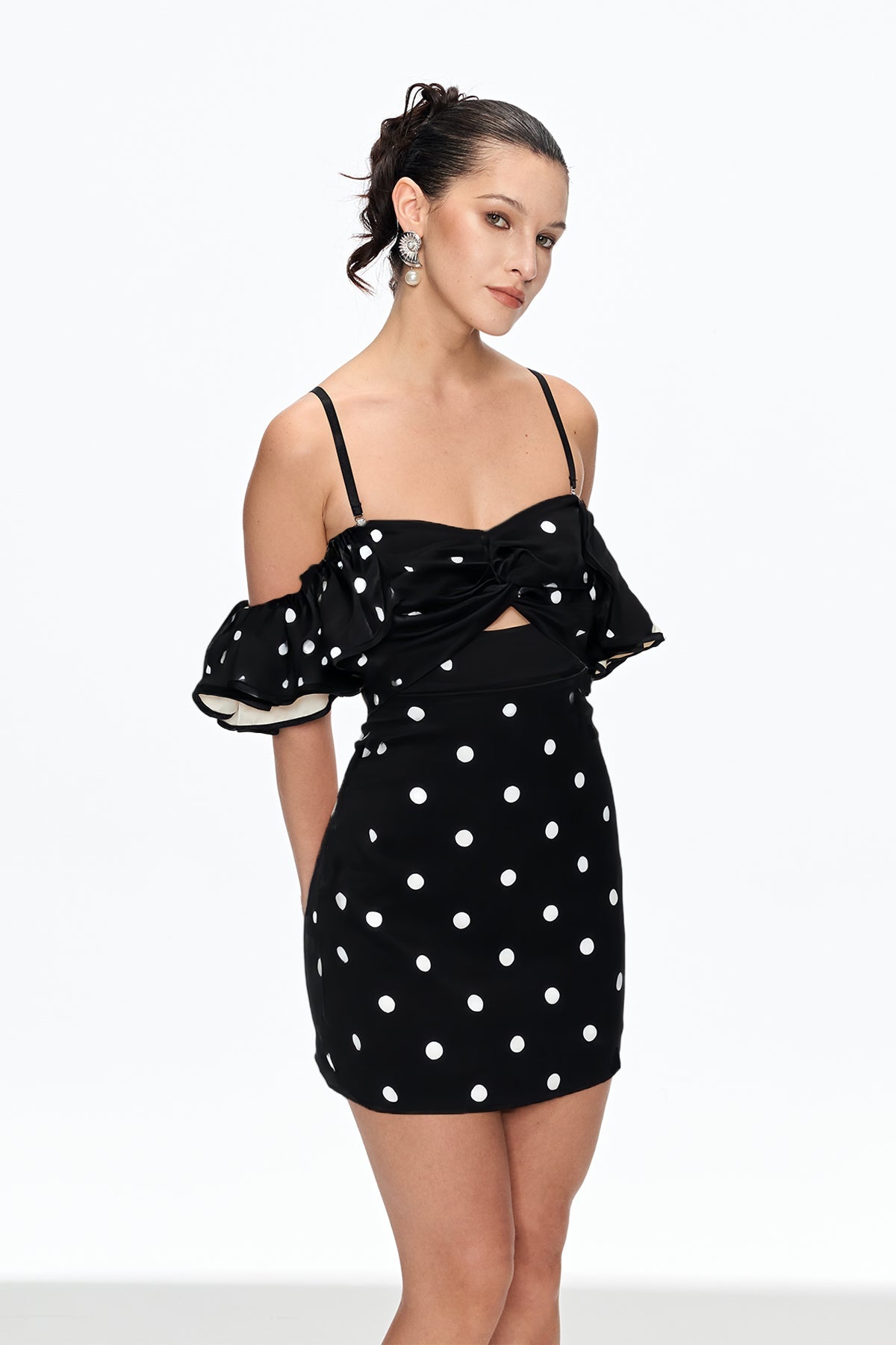 Off Shoulder Mini Dress In Black