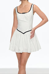 Sleeveless Ruch Mini Dress in White