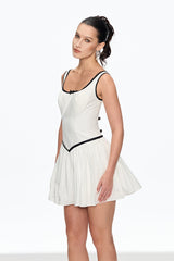 Sleeveless Ruch Mini Dress in White