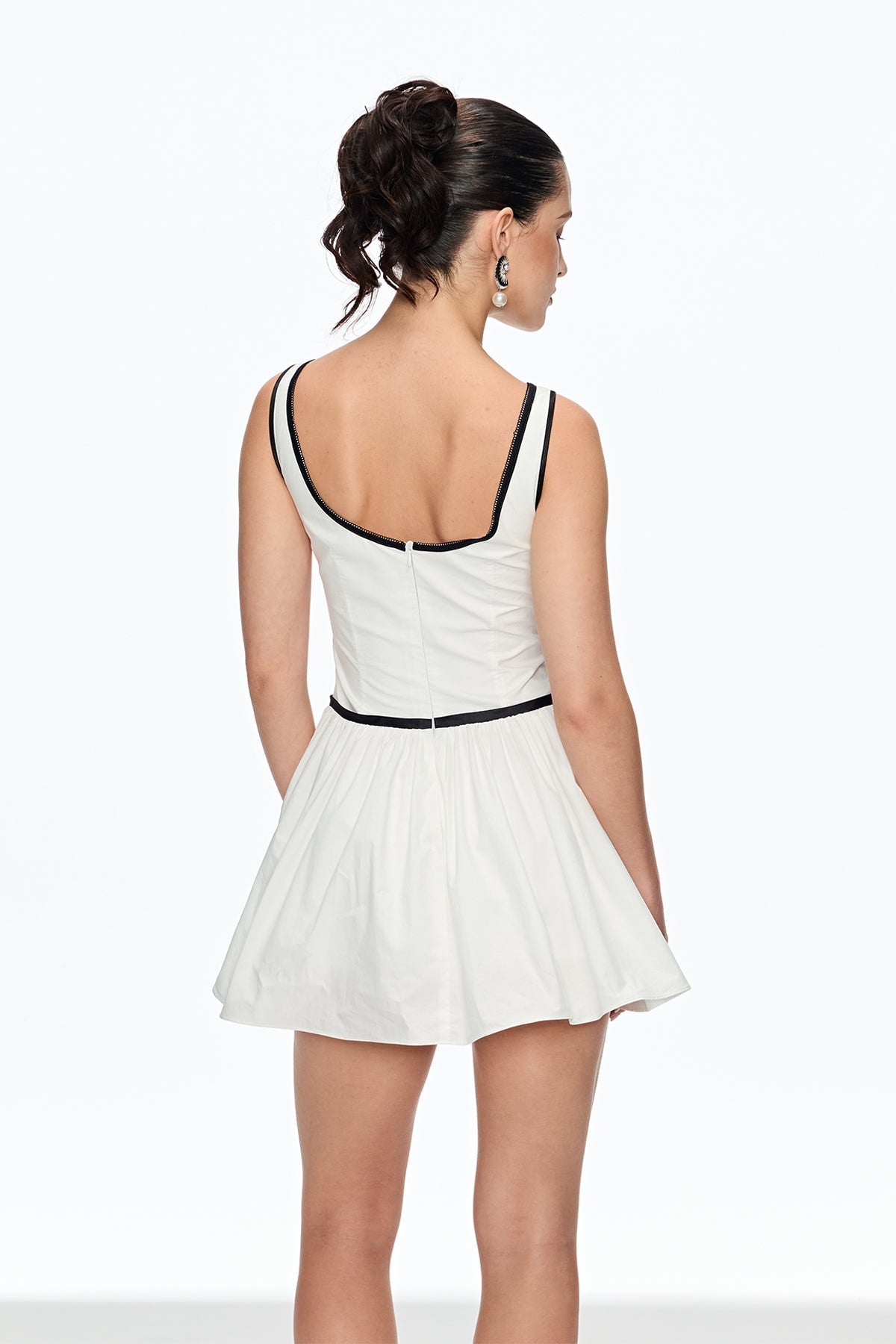 Sleeveless Ruch Mini Dress in White