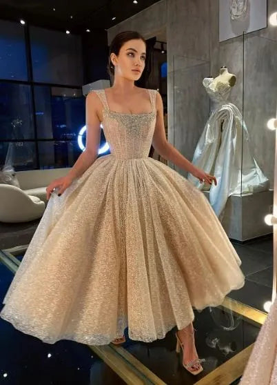 A-Line Sleeveless Light Champagne Wedding Dresses