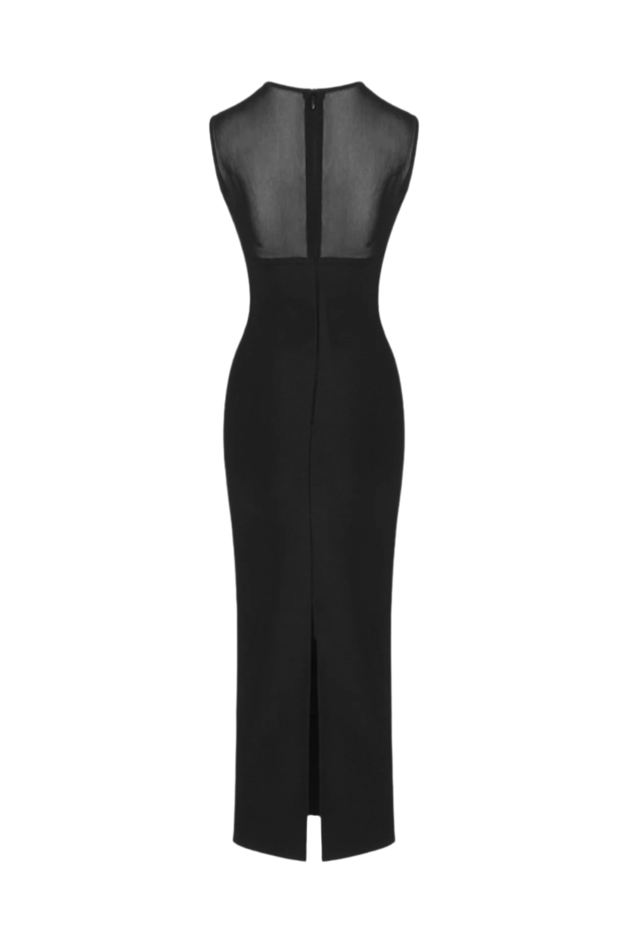 Mesh Paneled Maxi Bandage Dress in Black