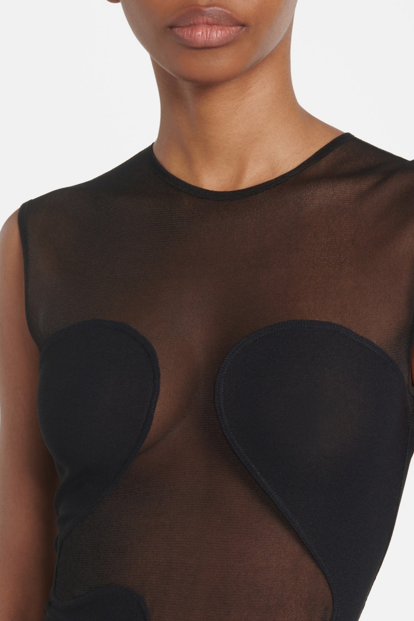 Mesh Paneled Maxi Bandage Dress in Black