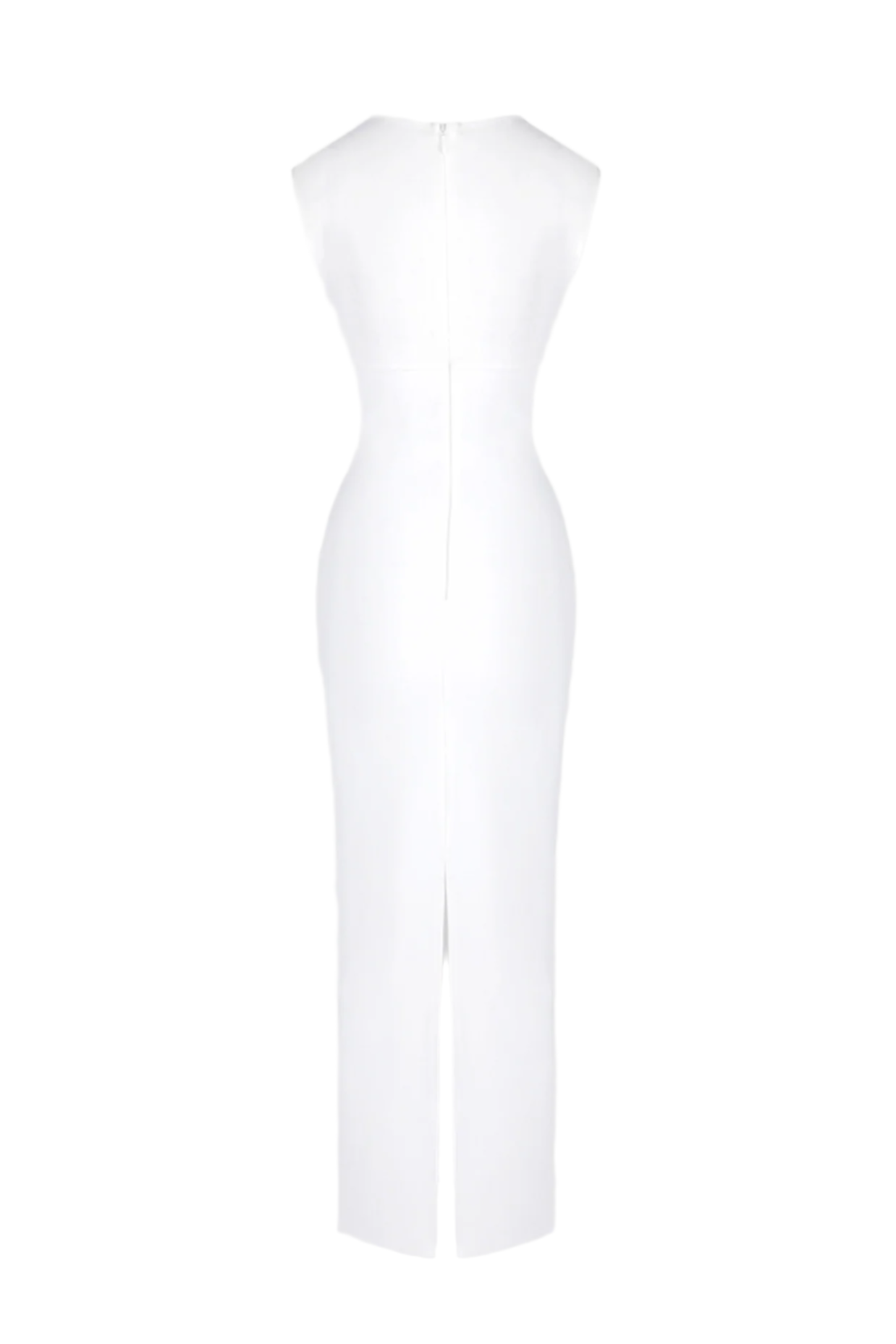 Mesh Paneled Maxi Bandage Dress in White
