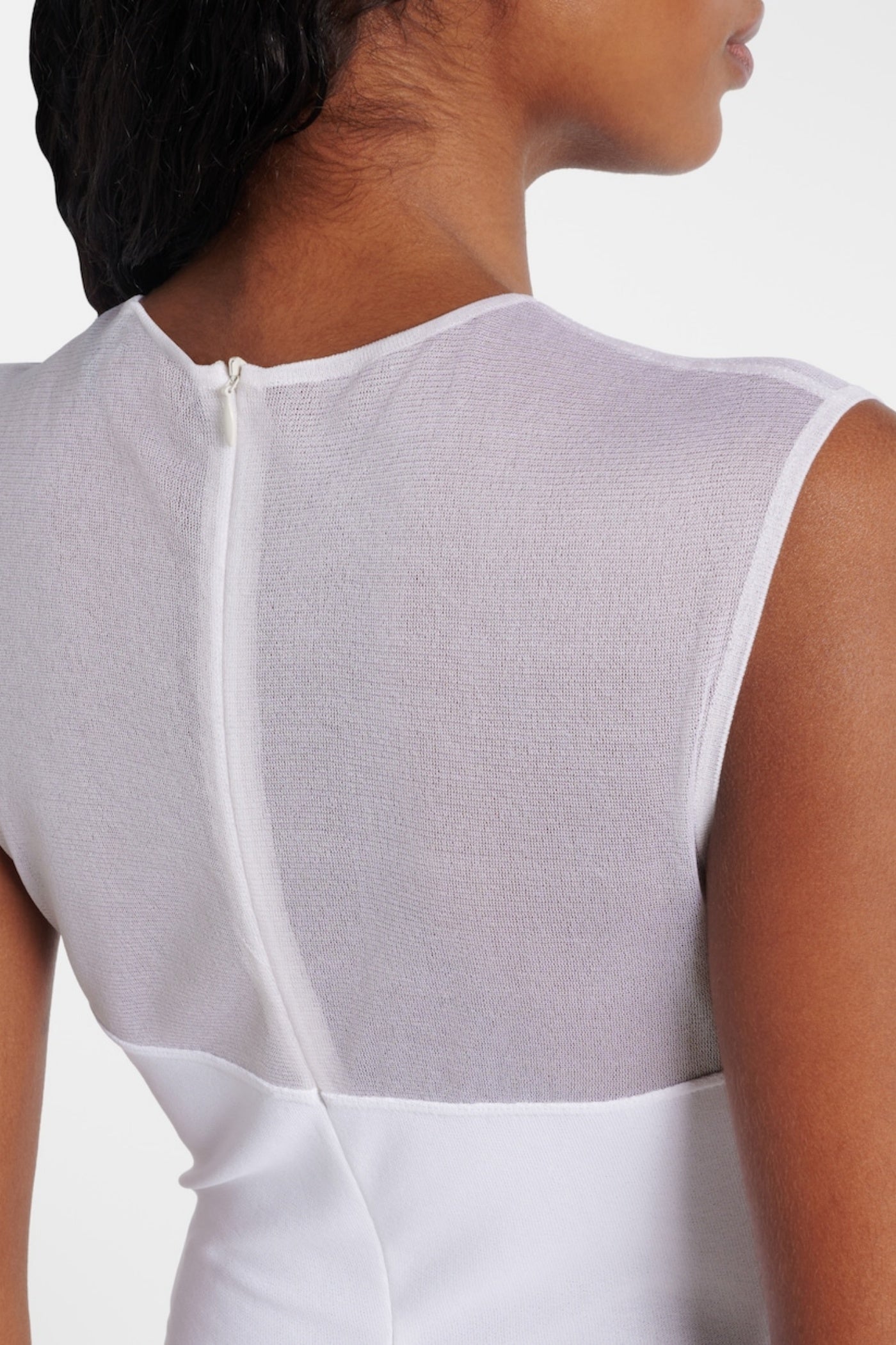 Mesh Paneled Maxi Bandage Dress in White