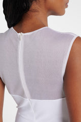 Mesh Paneled Maxi Bandage Dress in White