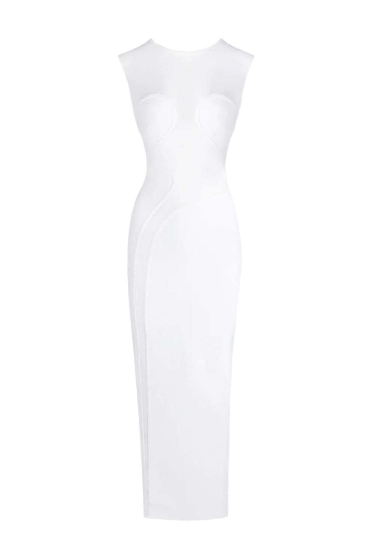 Mesh Paneled Maxi Bandage Dress in White