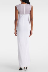 Mesh Paneled Maxi Bandage Dress in White