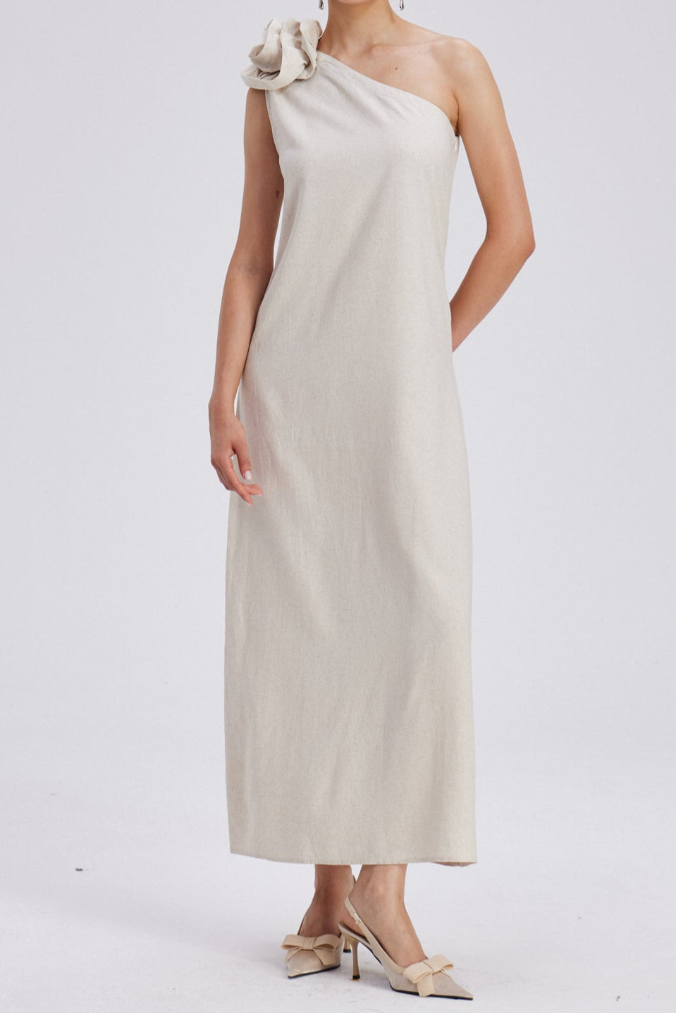 Flower One Shoulder Maxi Dress