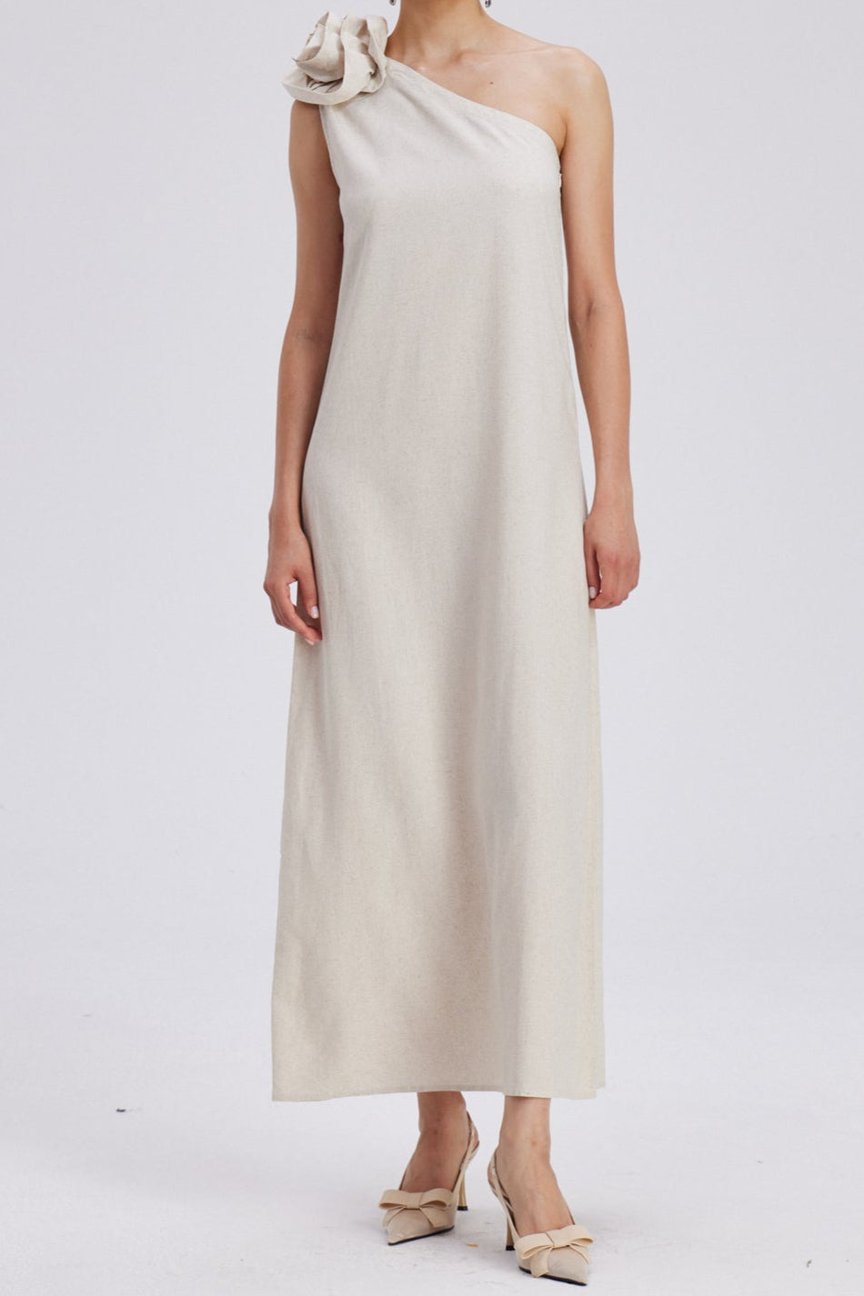 Flower One Shoulder Maxi Dress