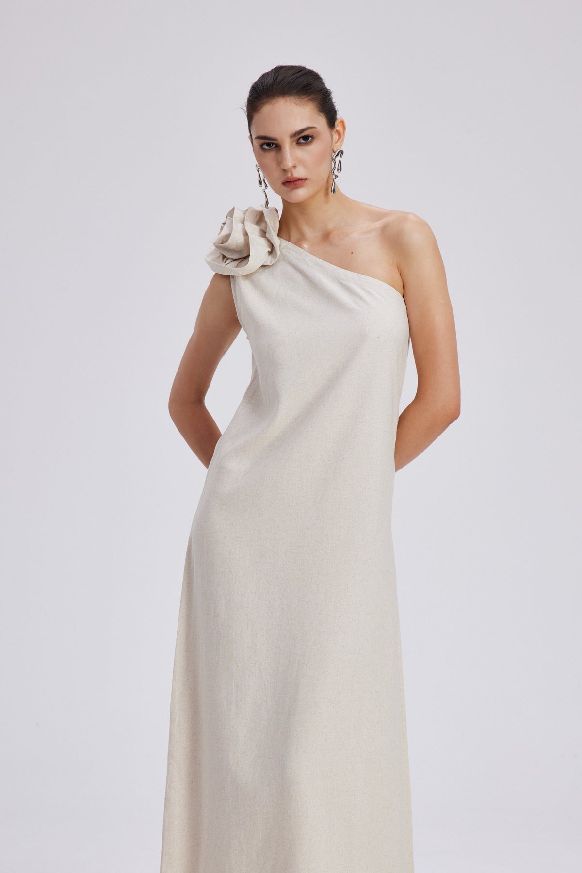 Flower One Shoulder Maxi Dress