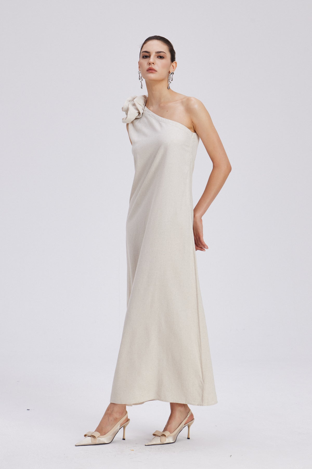 Flower One Shoulder Maxi Dress