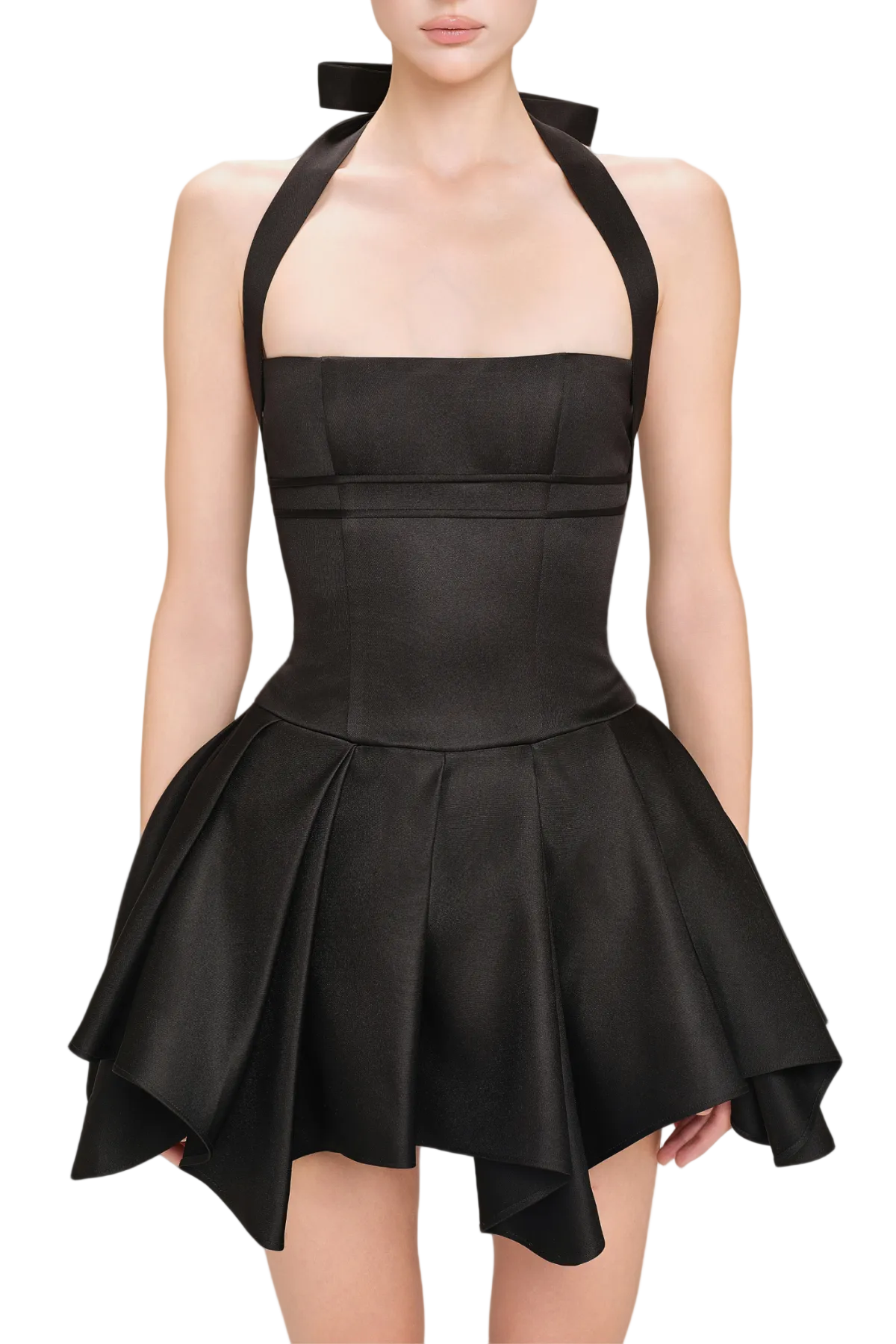 Halter Silky Mini Dress - Black