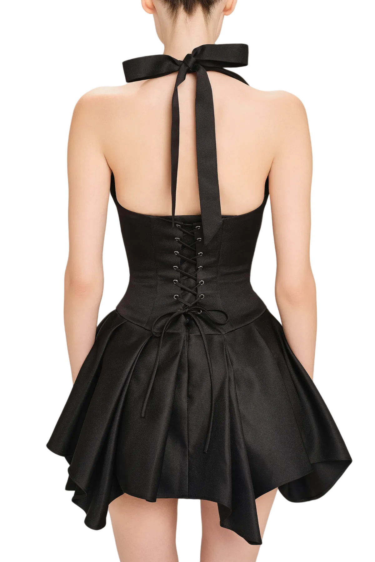 Halter Silky Mini Dress - Black