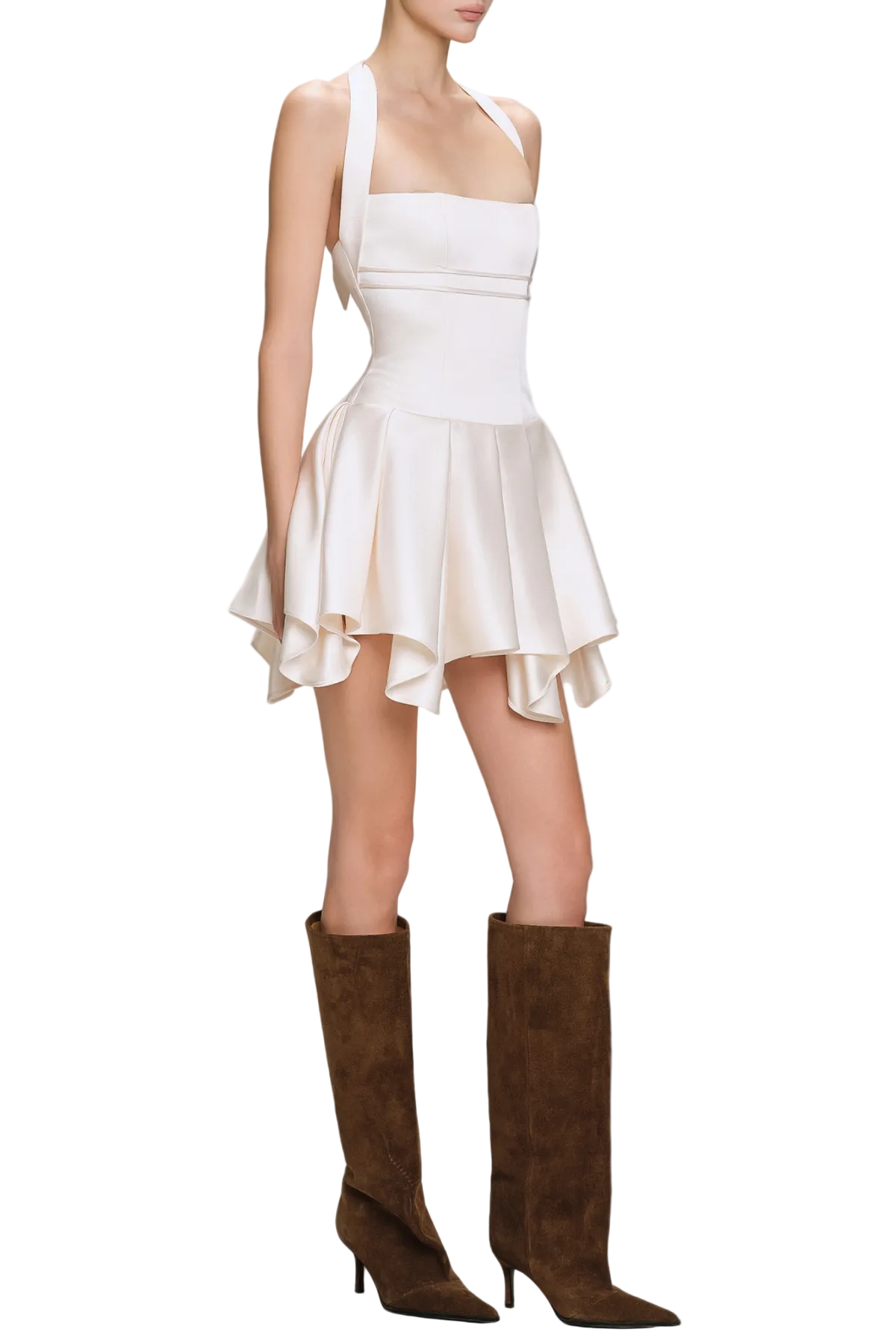 Halter Silky Mini Dress - White