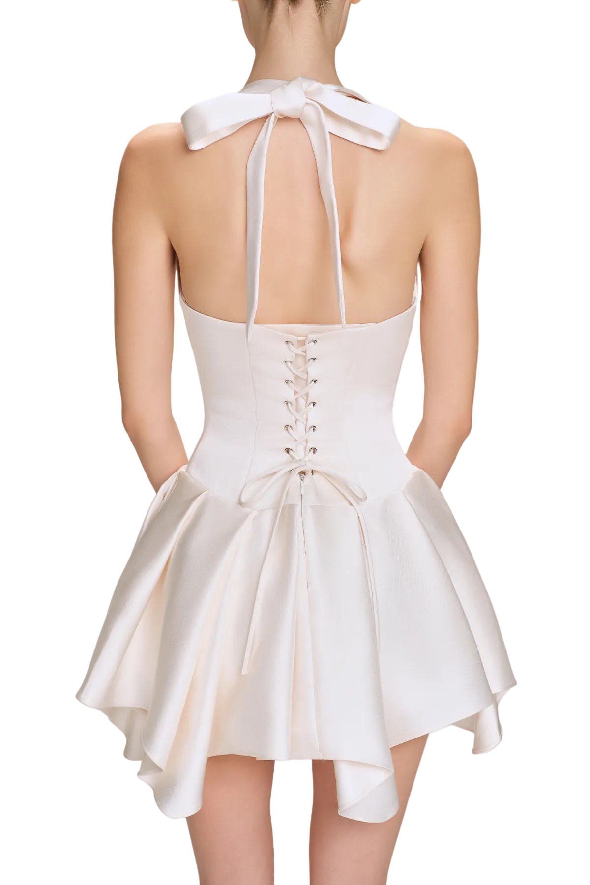Halter Silky Mini Dress - White