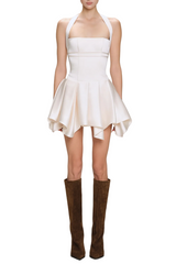 Halter Silky Mini Dress - White