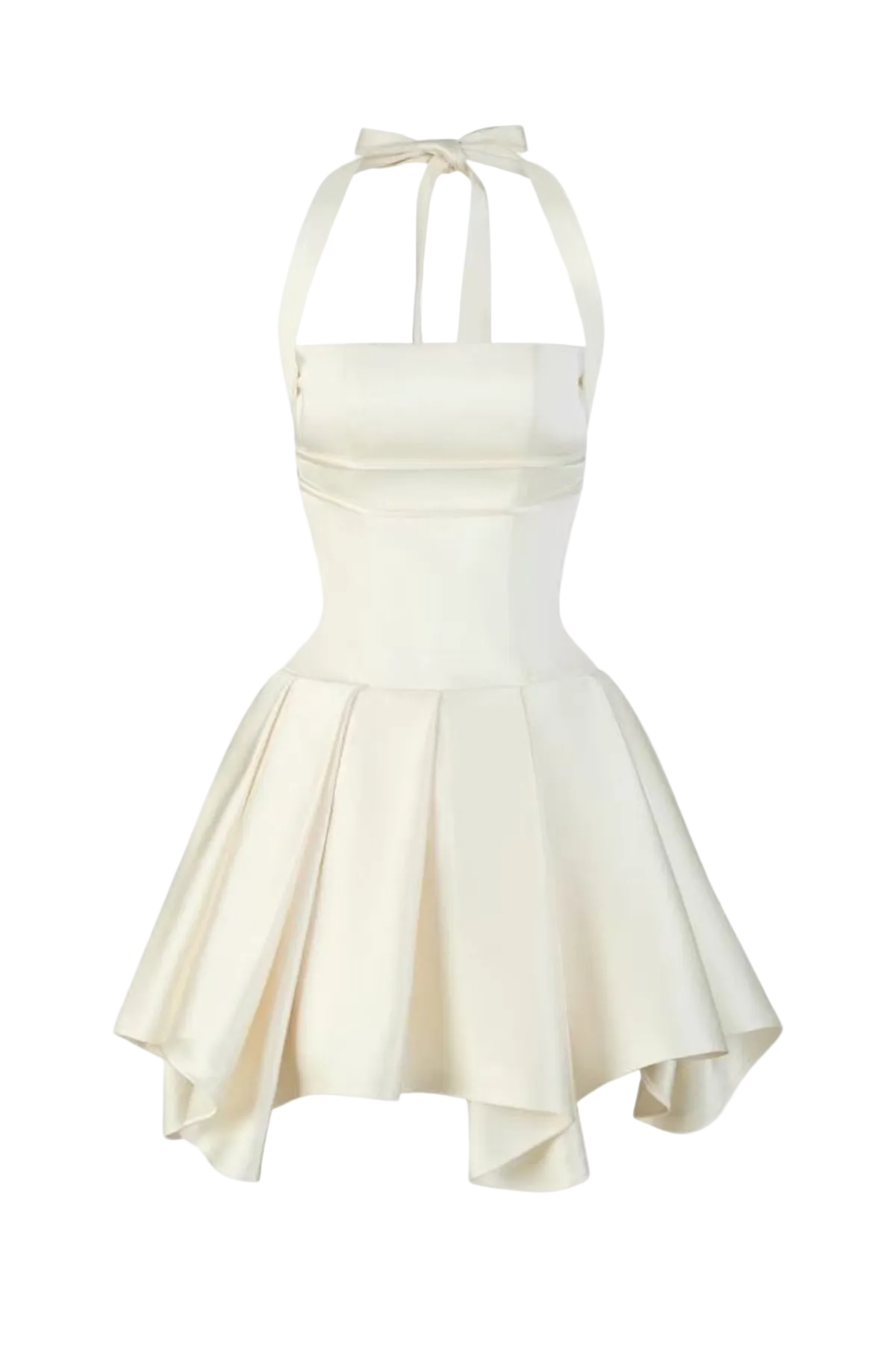 Halter Silky Mini Dress - White