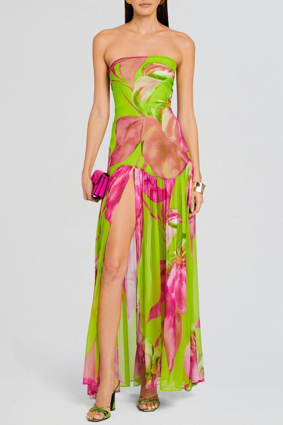 Floral Print Maxi Dress - Green