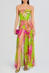 Floral Print Maxi Dress - Green