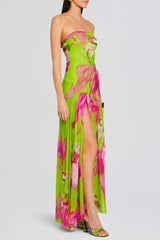 Floral Print Maxi Dress - Green