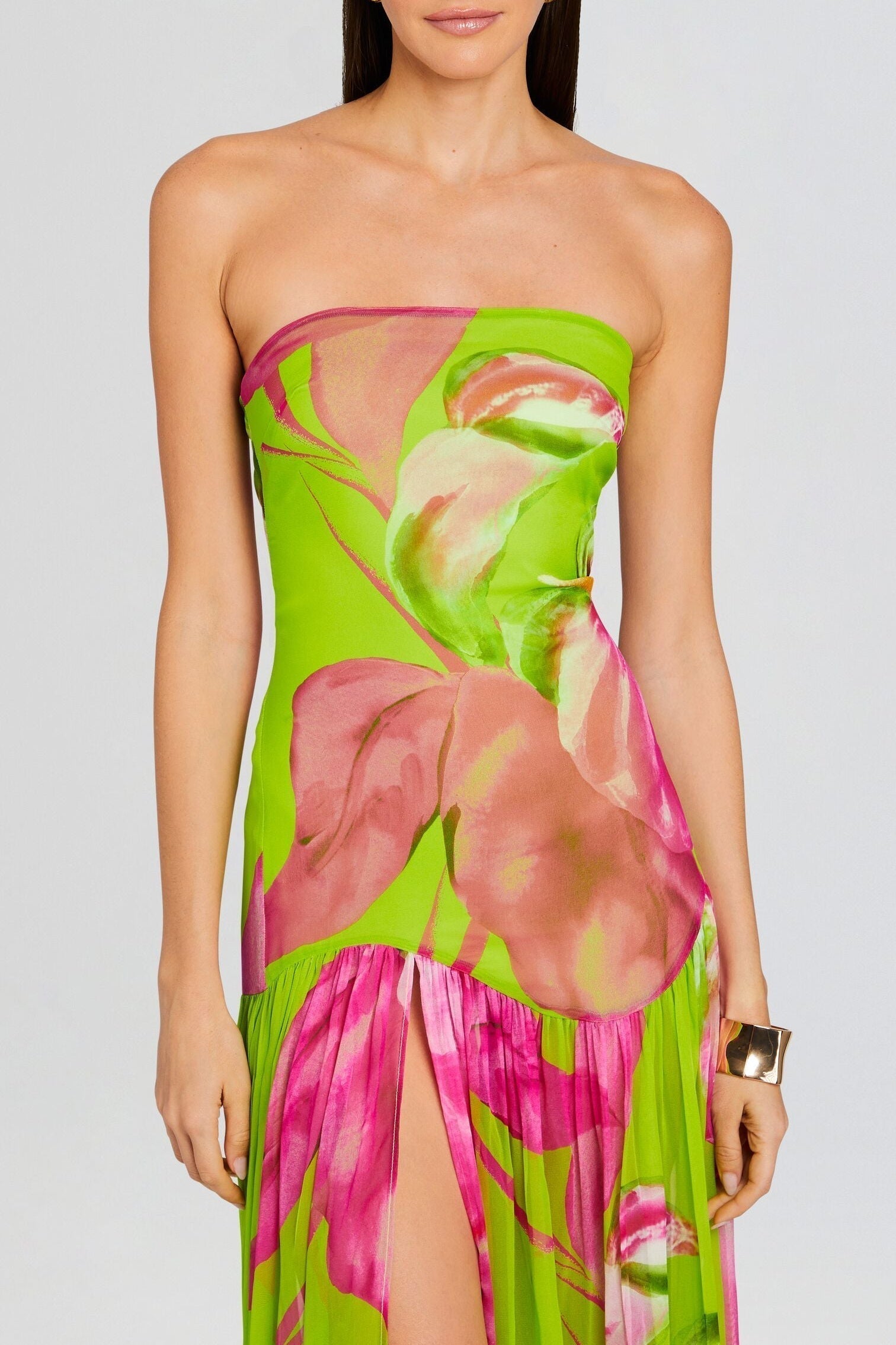Floral Print Maxi Dress - Green