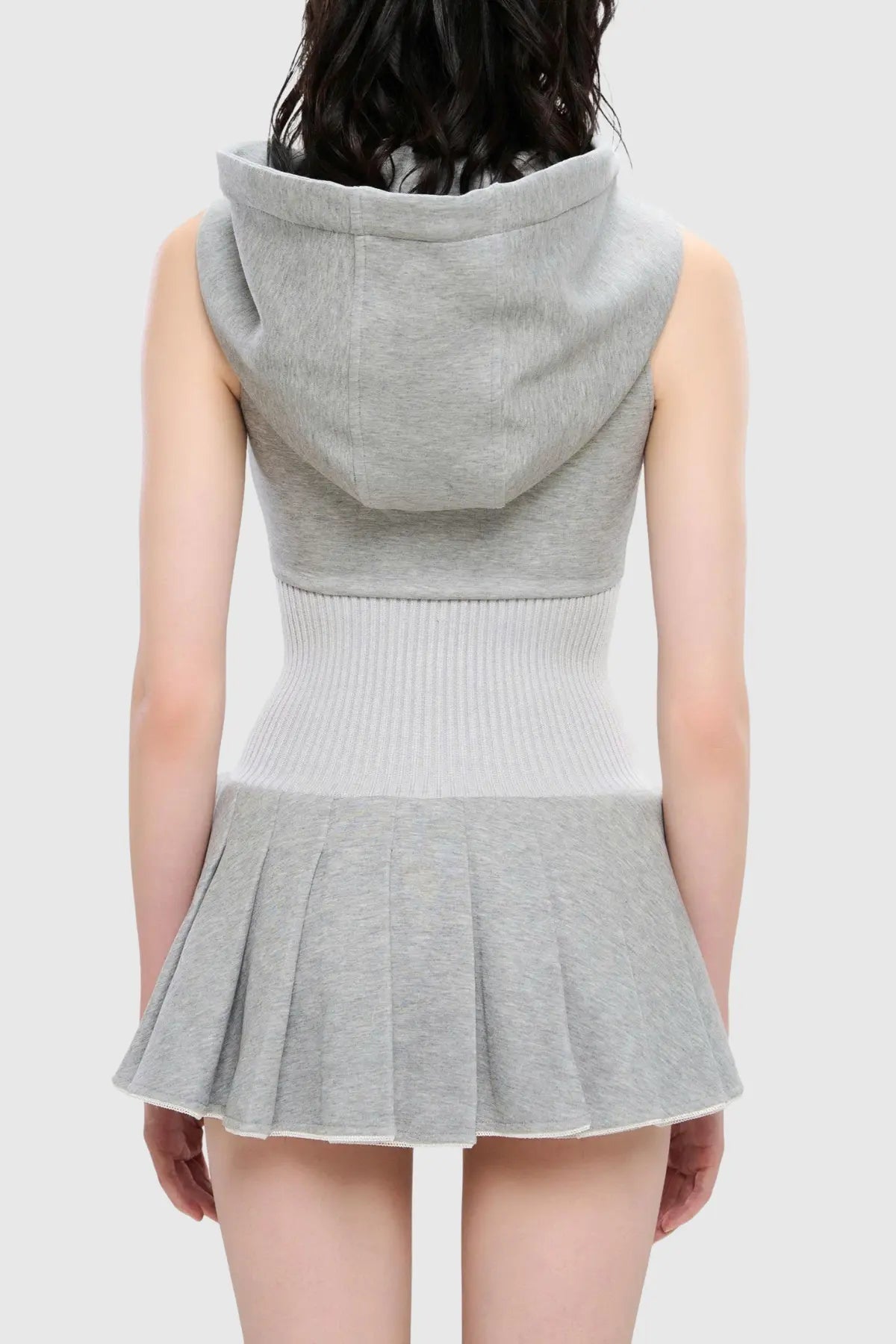 Sleeveless Knit Mini Dress - Grey