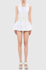 Sleeveless Knit Mini Dress - White