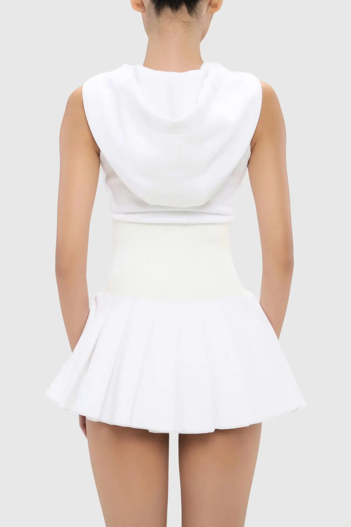 Sleeveless Knit Mini Dress - White