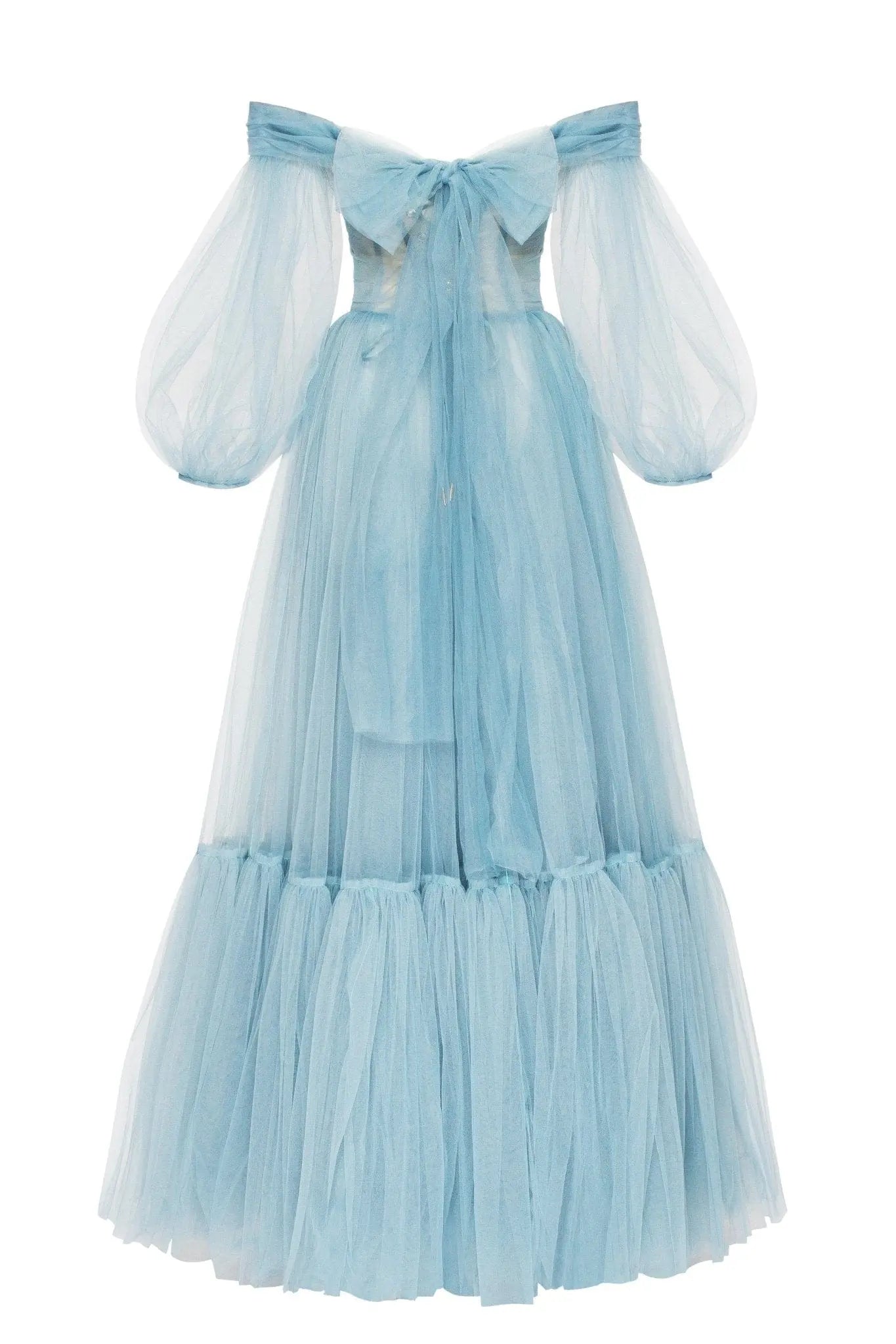 Ocean Sheer Sleeves Maxi Dress
