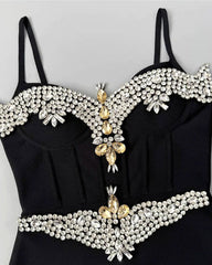 Rhinestone Bandage Maxi Dress in Black